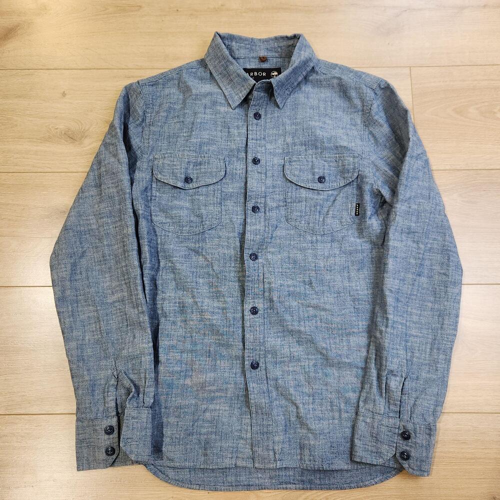 Arbor Shirt Mens Small Blue Chambray Long Sleeve Button Up Casual Workwear